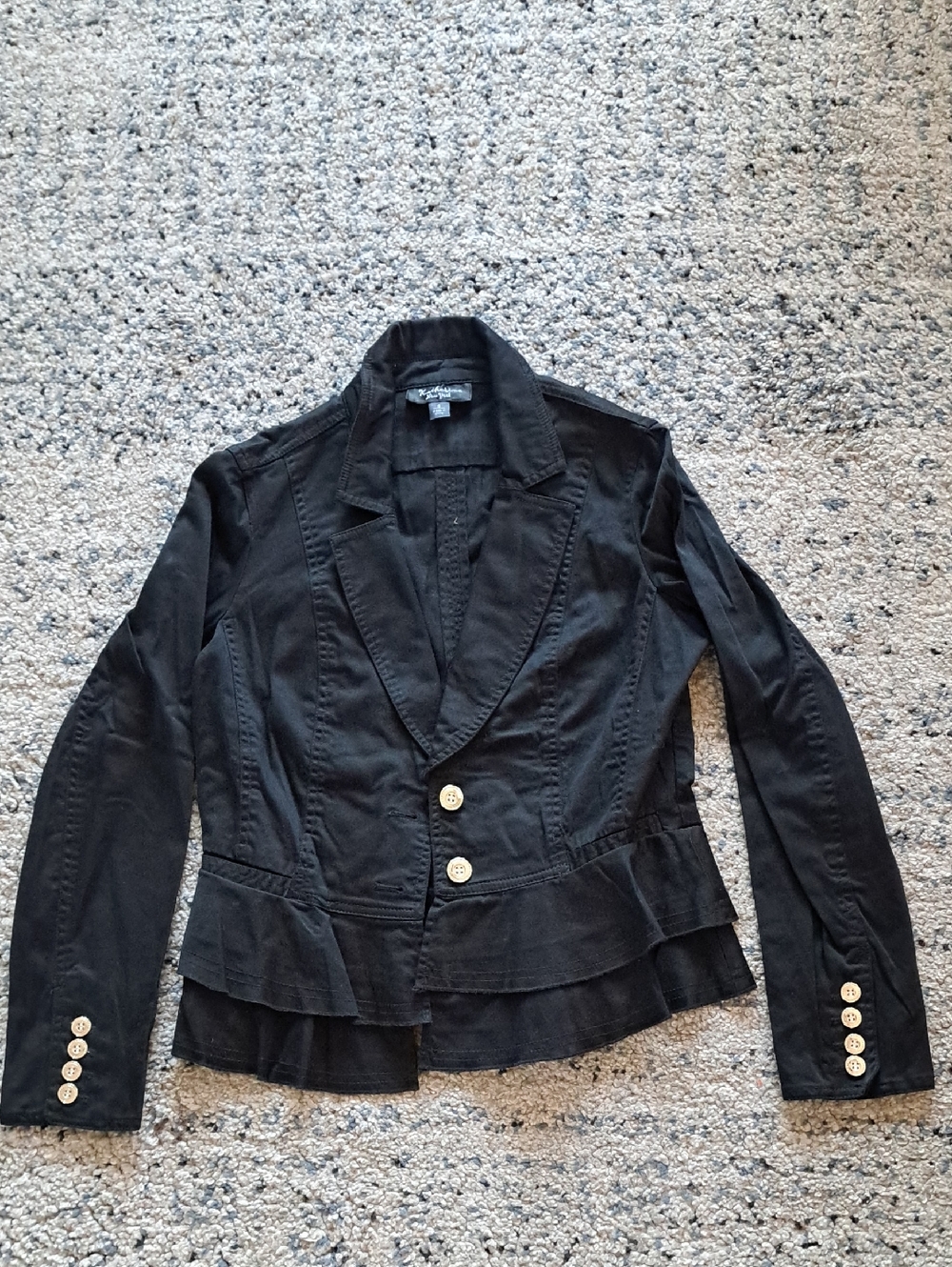 Women’s Black Peplum Suit Jacket with Statement Buttons